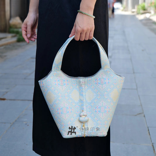 Guangxi Zhuang Brocade Large Vegetable Basket Bag Exquisite Handbag
