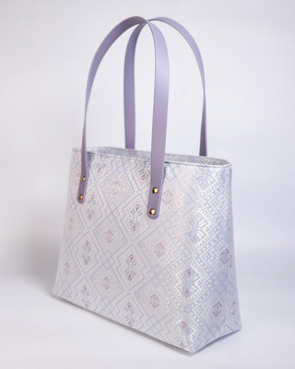Guangxi Zhuang Brocade Tote Bag with Zipper Closure