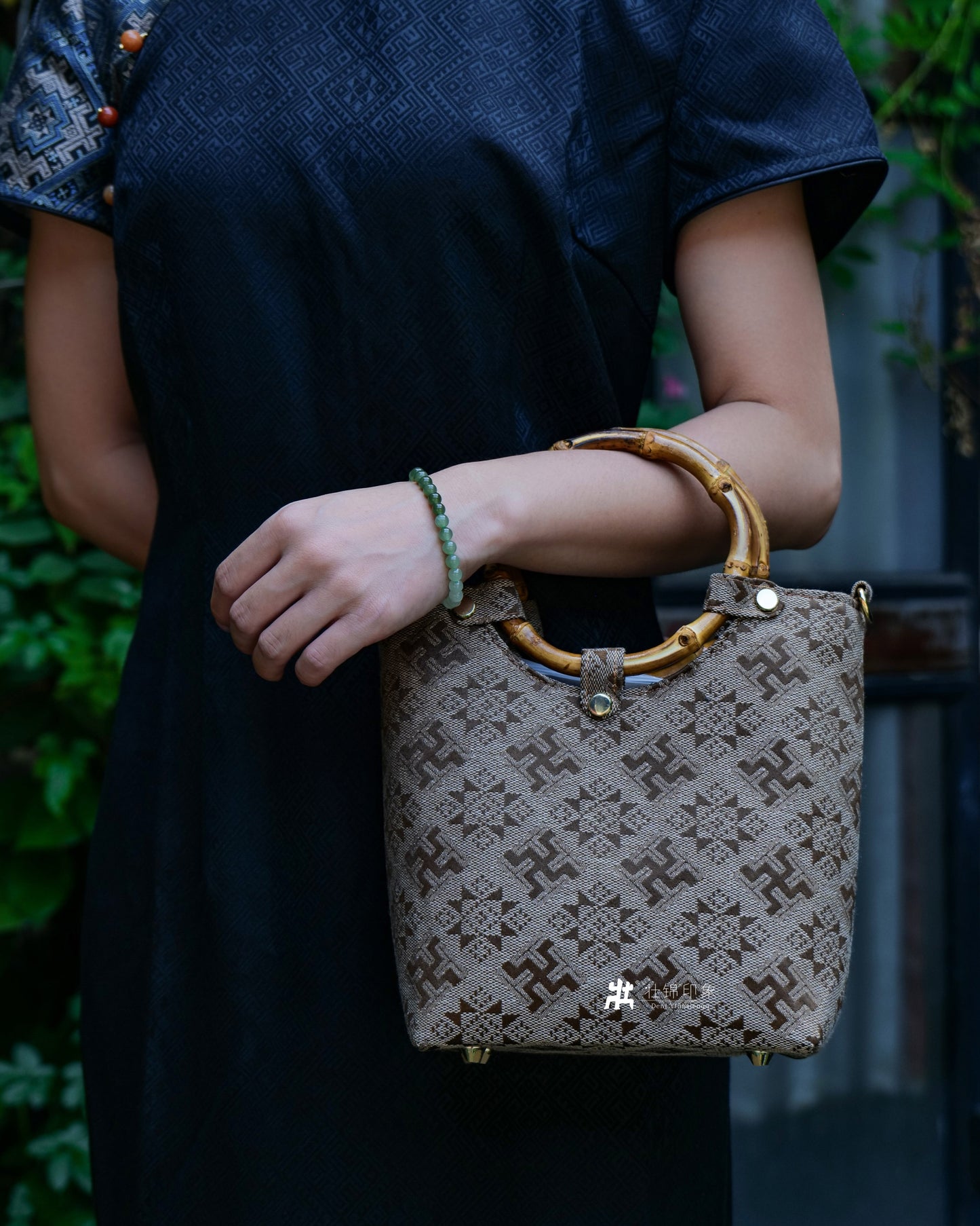 Guangxi Zhuang Brocade Bamboo Hoop Handbag Crossbody Bag
