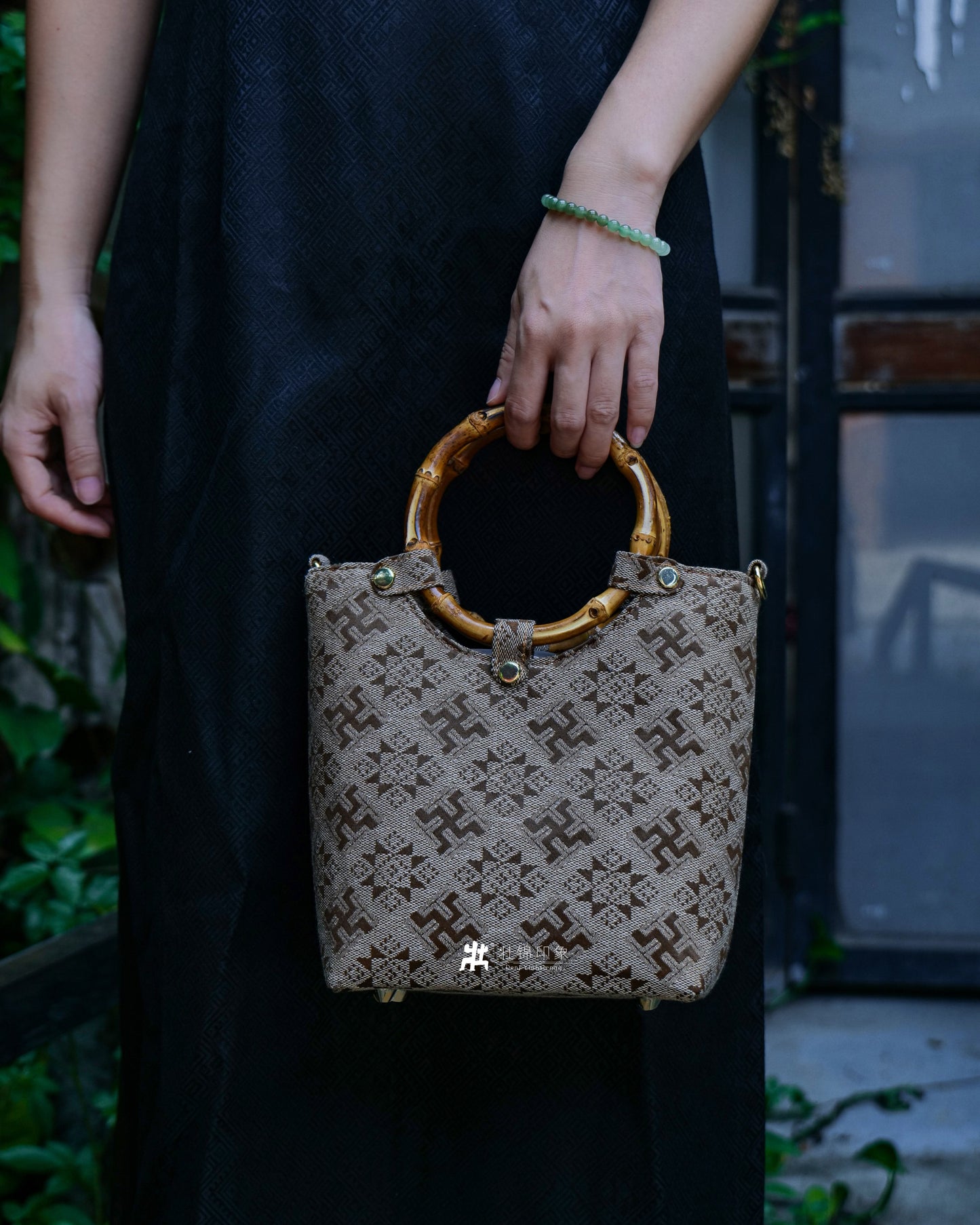 Guangxi Zhuang Brocade Bamboo Hoop Handbag Crossbody Bag