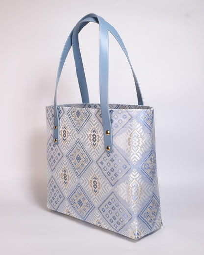 Guangxi Zhuang Brocade Tote Bag with Zipper Closure