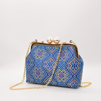 Guangxi Zhuang Brocade Pearl Clasp Crossbody Bag