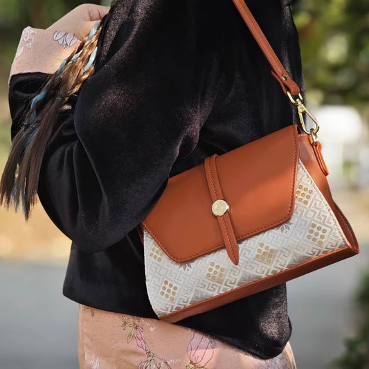 Guangxi Zhuang Brocade Shoulder Bag Crossbody Bag Waterproof, Stain-Resistant, Snag-Resistant