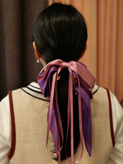 Guangxi Zhuang Brocade Bow Hair Clip with Handmade Ribbon