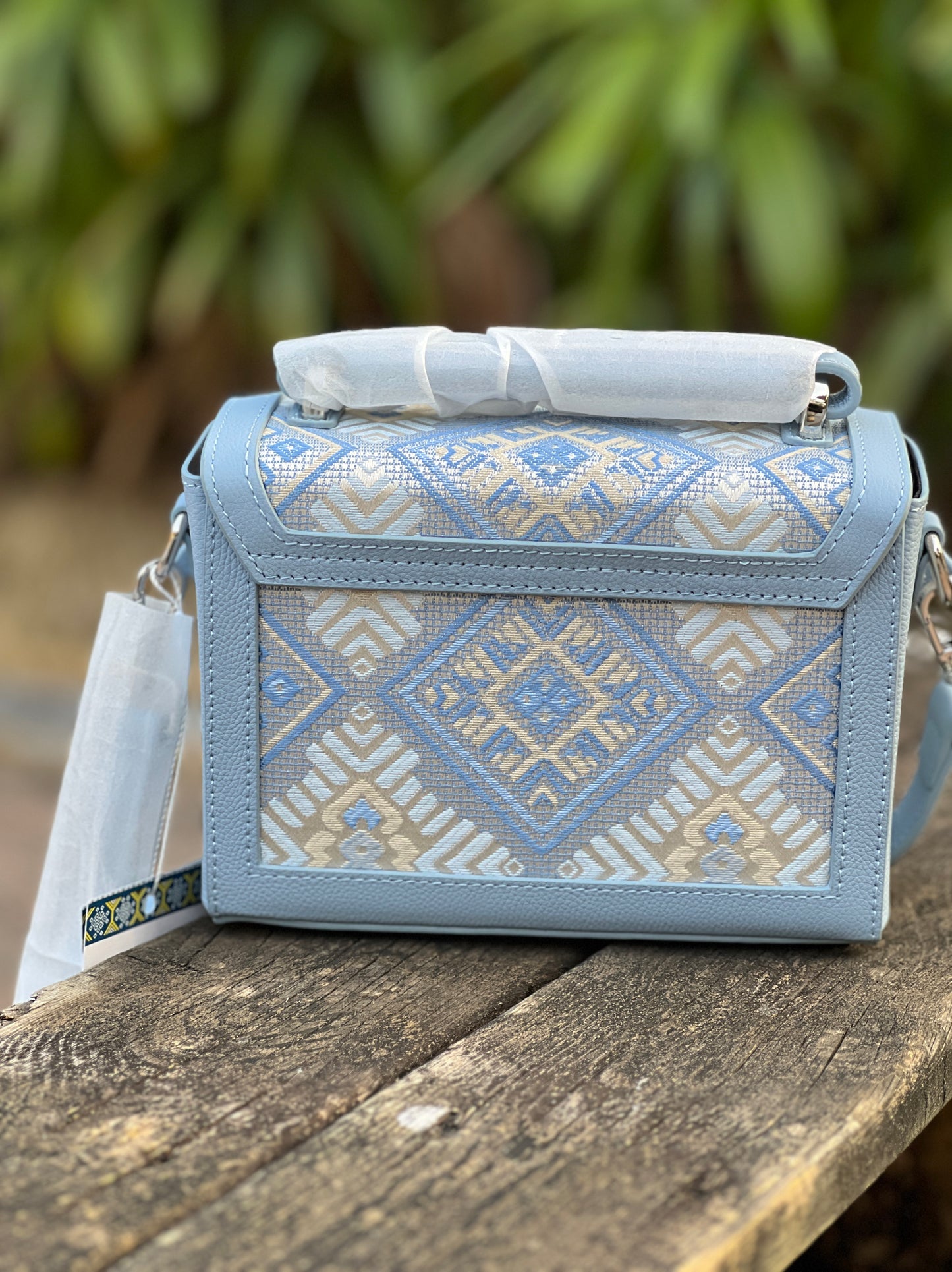 Guangxi Zhuang Brocade Small Square Box Bag Shoulder Bag with Crossbody Strap