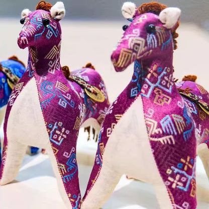 Guangxi Zhuang Brocade Horse Figurine Handcrafted Creative Gift