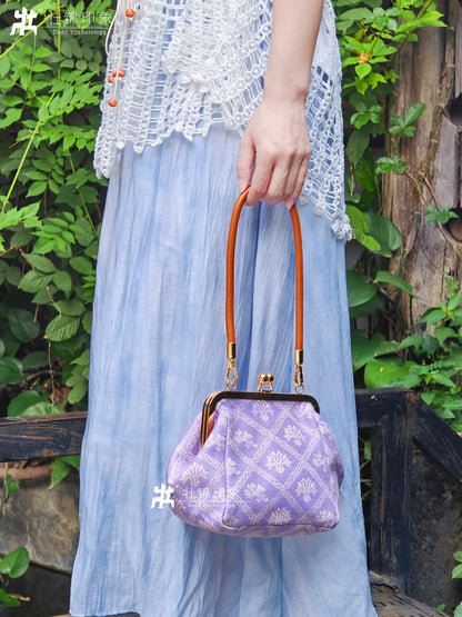 Guangxi Zhuang Brocade Leather Rope Handheld Frame Bag Shoulder Bag