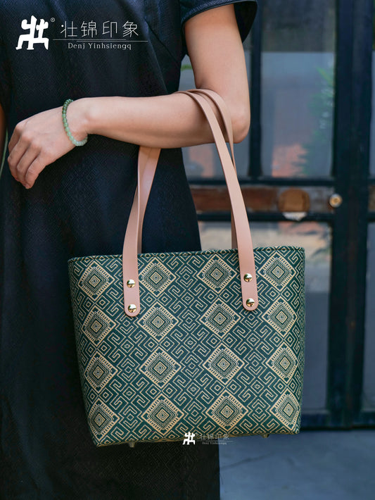 Guangxi Zhuang Brocade Small Tote Bag, Single Shoulder Handbag