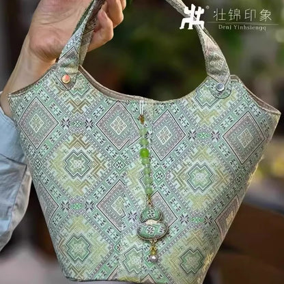 Guangxi Zhuang Brocade Large Vegetable Basket Bag Exquisite Handbag