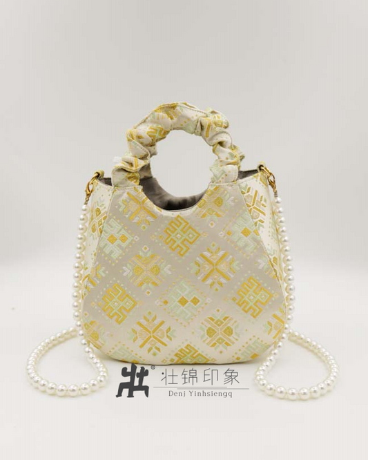 Guangxi Zhuang Brocade Handle Bag, Shoulder Crossbody Bag, Handbag