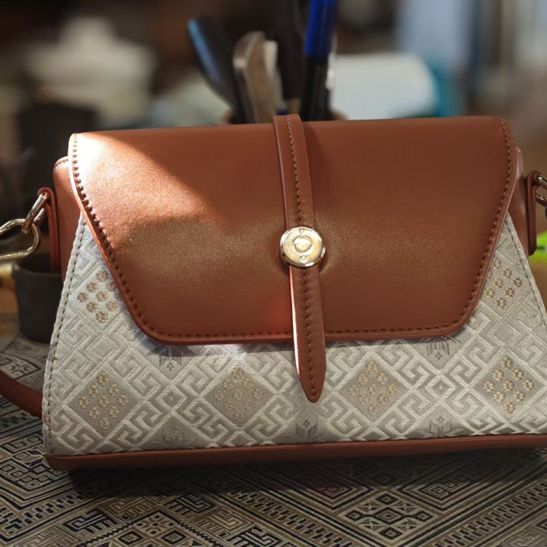 Guangxi Zhuang Brocade Shoulder Bag Crossbody Bag Waterproof, Stain-Resistant, Snag-Resistant