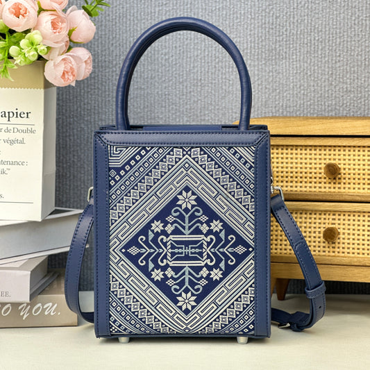 Guangxi Zhuang Brocade Silk Top-Grain Cowhide Music Score Case Handbag