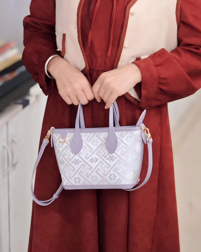 Guangxi Zhuang Brocade Top-Grain Cowhide Handbag and Crossbody Bag
