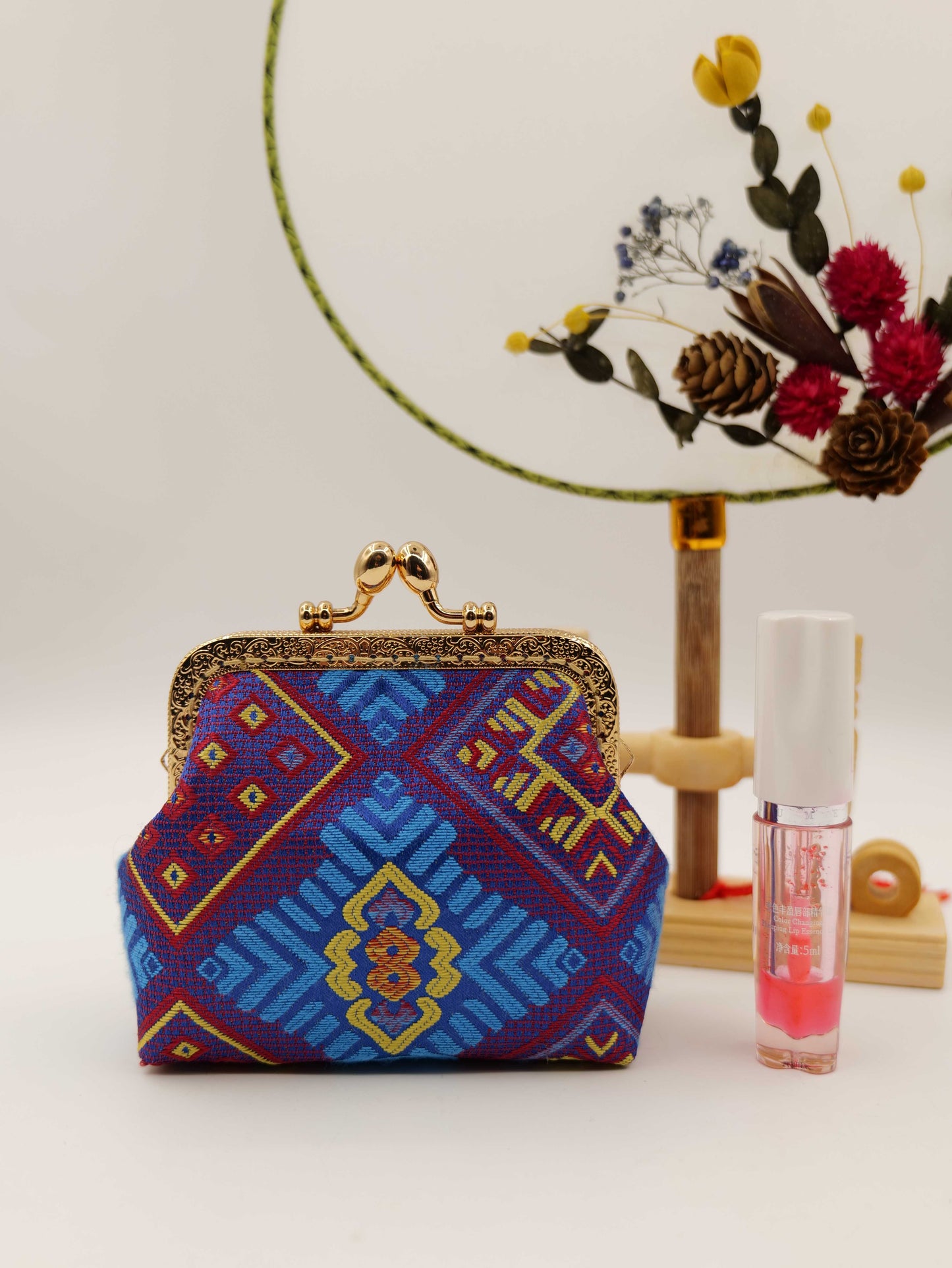 Guangxi Zhuang Brocade Crossbody Bag with 10cm Coin Flap