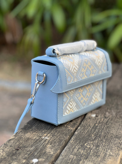 Guangxi Zhuang Brocade Small Square Box Bag Shoulder Bag with Crossbody Strap