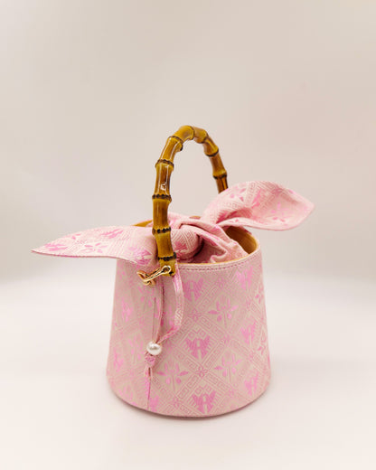 Guangxi Zhuang Brocade Bamboo-Knot Rabbit-Ear Bucket Bag Handheld Crossbody Bag