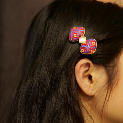 Guangxi Zhuang Brocade Bow Metal Hair Clip