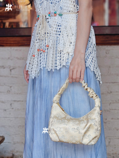 Guangxi Zhuang Brocade Pleated Cloud Clutch Bag