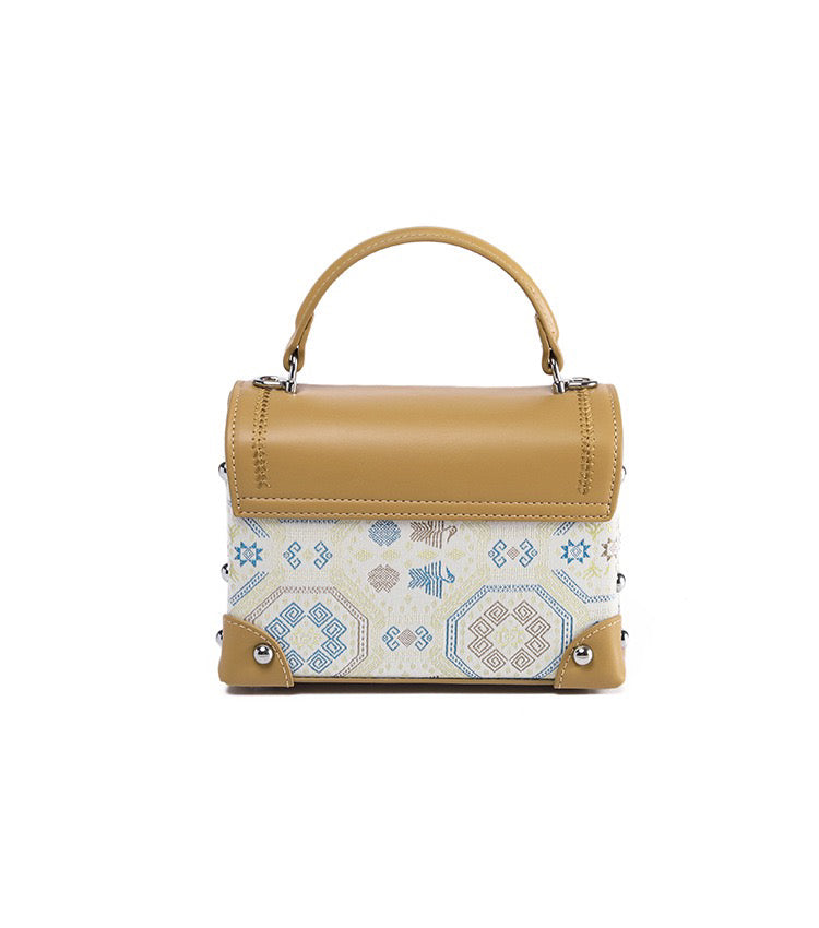 Guangxi Zhuang Brocade Square Box Bag Handheld Crossbody Bag (Includes Embroidered Ball)