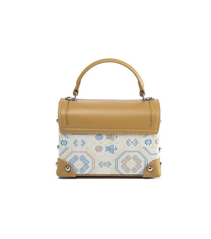 Guangxi Zhuang Brocade Square Box Bag Handheld Crossbody Bag (Includes Embroidered Ball)