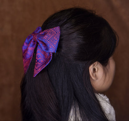 Guangxi Zhuang Brocade 3D Bow Hair Clip with Spring Clip