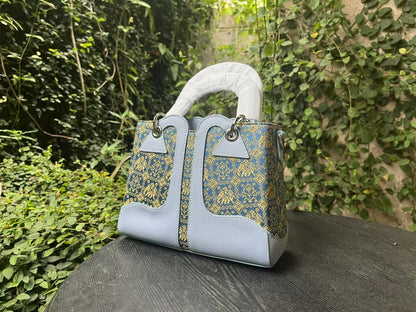 Guangxi Zhuang Brocade Top-Grain Cowhide Diana Bag Handheld Crossbody Bag