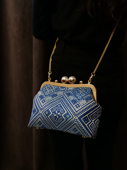 Guangxi Zhuang Brocade Pearl Clasp Crossbody Bag