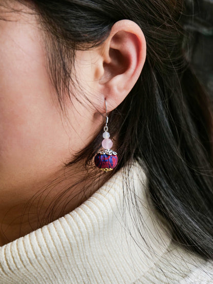 Guangxi Zhuang Brocade Round Ball Earrings