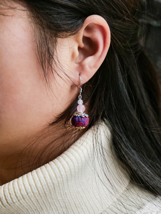 Guangxi Zhuang Brocade Round Ball Earrings