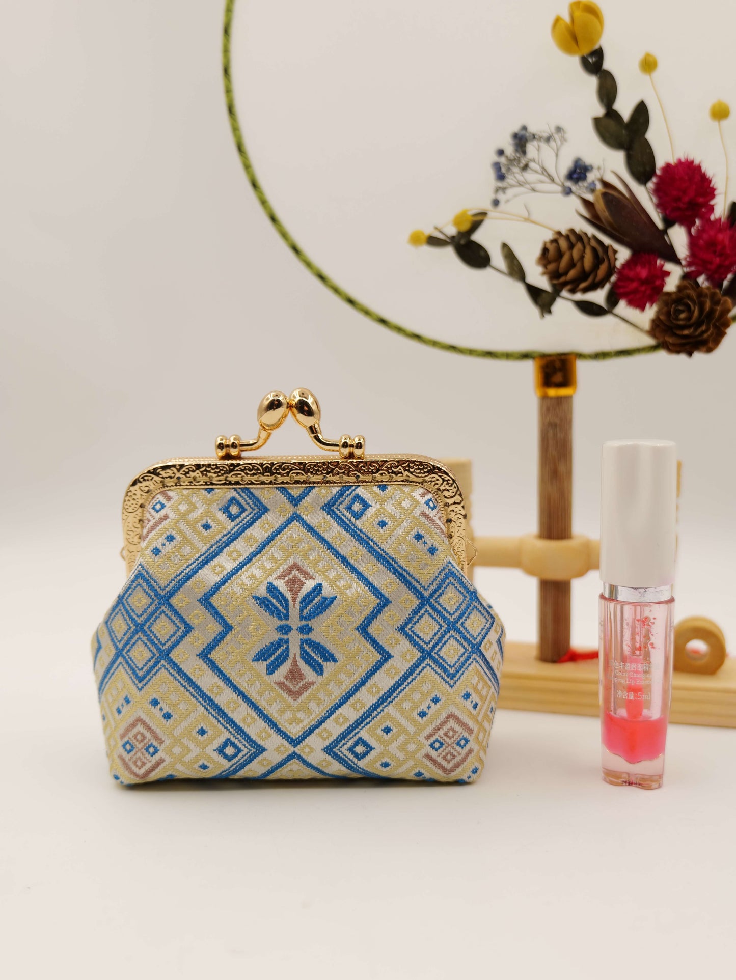 Guangxi Zhuang Brocade Crossbody Bag with 10cm Coin Flap