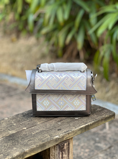 Guangxi Zhuang Brocade Small Square Box Bag Shoulder Bag with Crossbody Strap