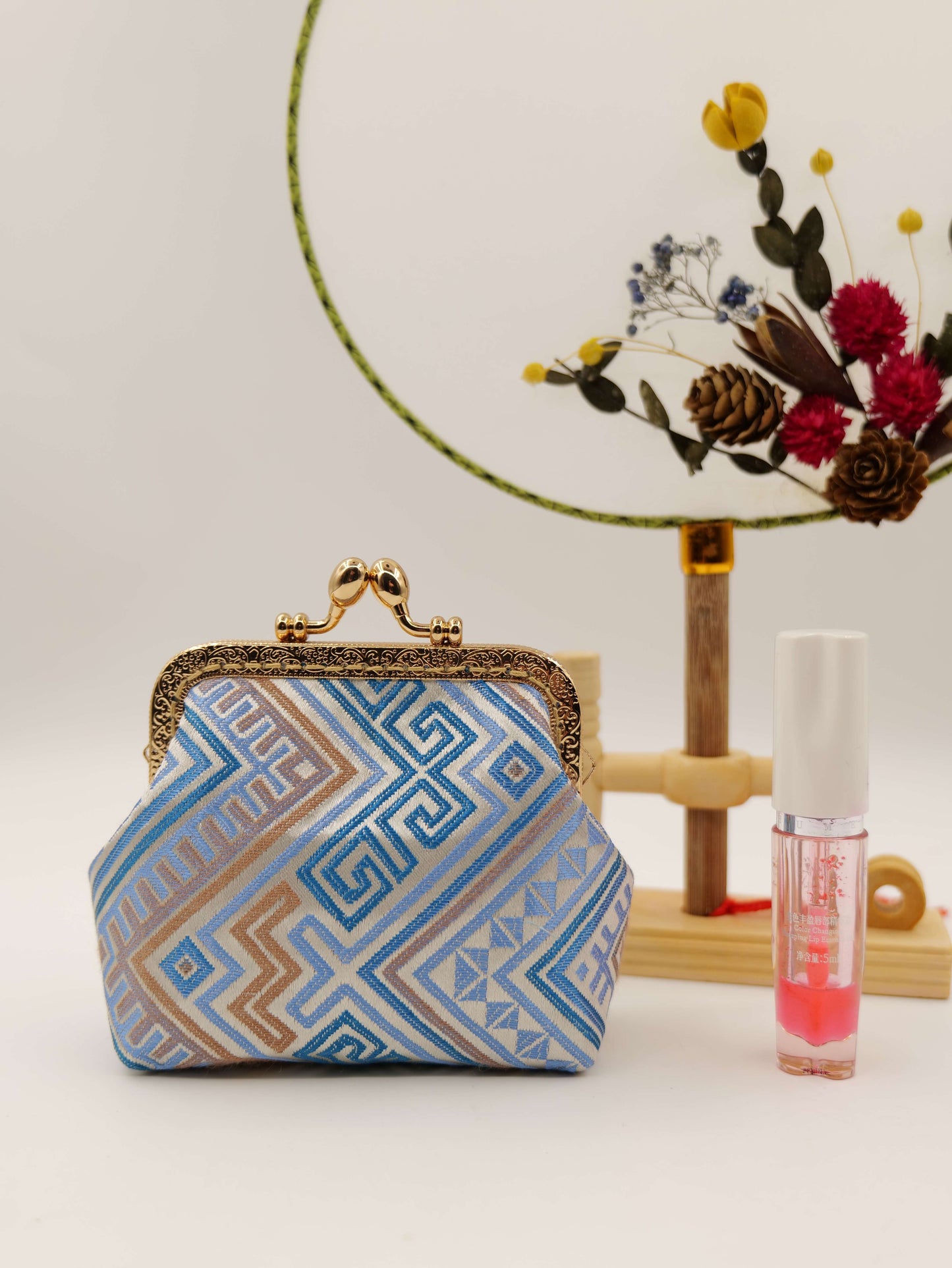 Guangxi Zhuang Brocade Crossbody Bag with 10cm Coin Flap