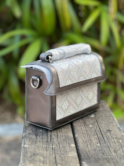 Guangxi Zhuang Brocade Small Square Box Bag Shoulder Bag with Crossbody Strap