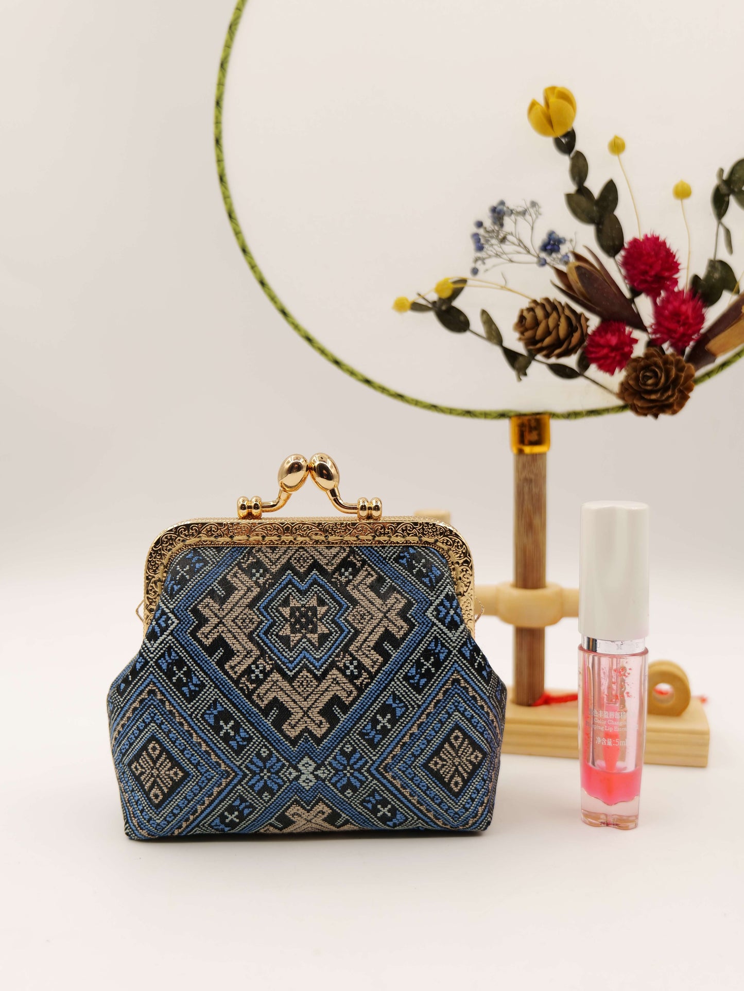 Guangxi Zhuang Brocade Crossbody Bag with 10cm Coin Flap