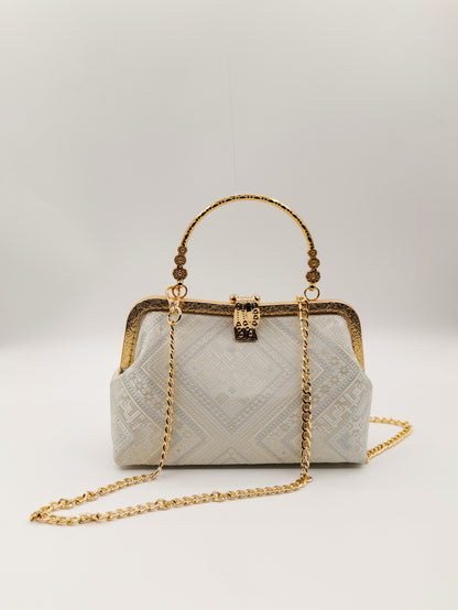 Guangxi Zhuang Brocade Leaf-Patterned Clutch Bag for Women