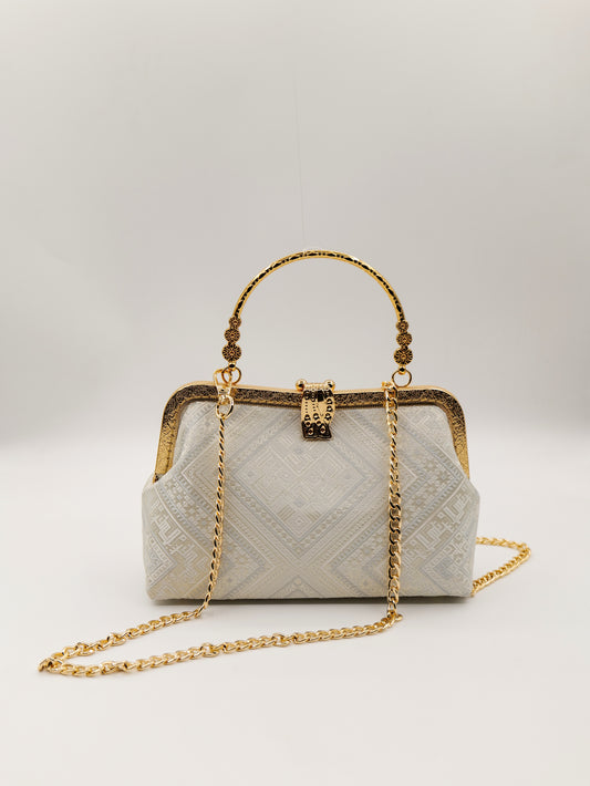 Guangxi Zhuang Brocade Leaf-Patterned Clutch Bag for Women