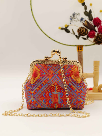 Guangxi Zhuang Brocade Crossbody Bag with 10cm Coin Flap