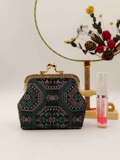 Guangxi Zhuang Brocade Crossbody Bag with 10cm Coin Flap