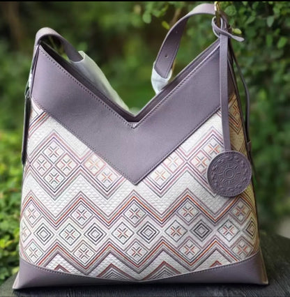 Guangxi Zhuang Brocade  Top-Grain Cowhide  Commuter Large Capacity Tote Bag   Single-Shoulder Crossbody Bag