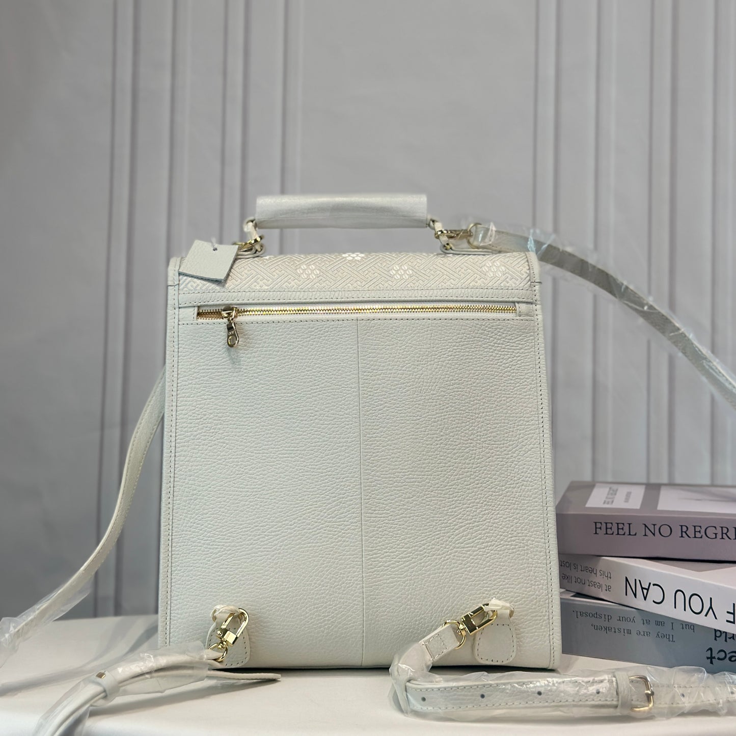 Guangxi Zhuang Brocade Backpack Top-Grain Cowhide Leather (Includes Embroidered Ball)