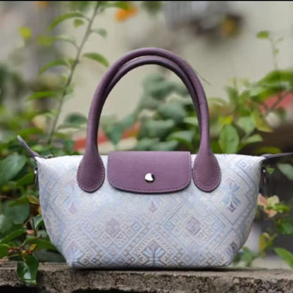 Guangxi Zhuang Brocade Genuine Top-Grain Cowhide Yuanbao Bag Crossbody Bag