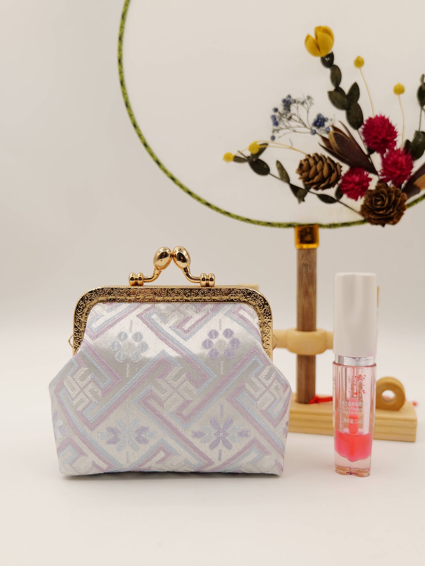 Guangxi Zhuang Brocade Crossbody Bag with 10cm Coin Flap