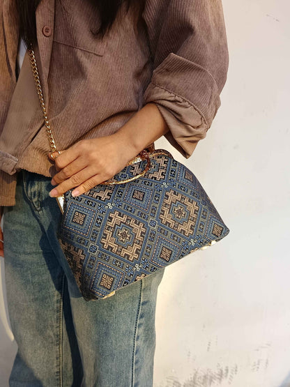 Guangxi Zhuang Brocade Three-Flower Clutch Handbag Crossbody Bag