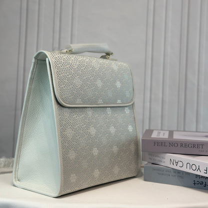 Guangxi Zhuang Brocade Backpack Top-Grain Cowhide Leather (Includes Embroidered Ball)