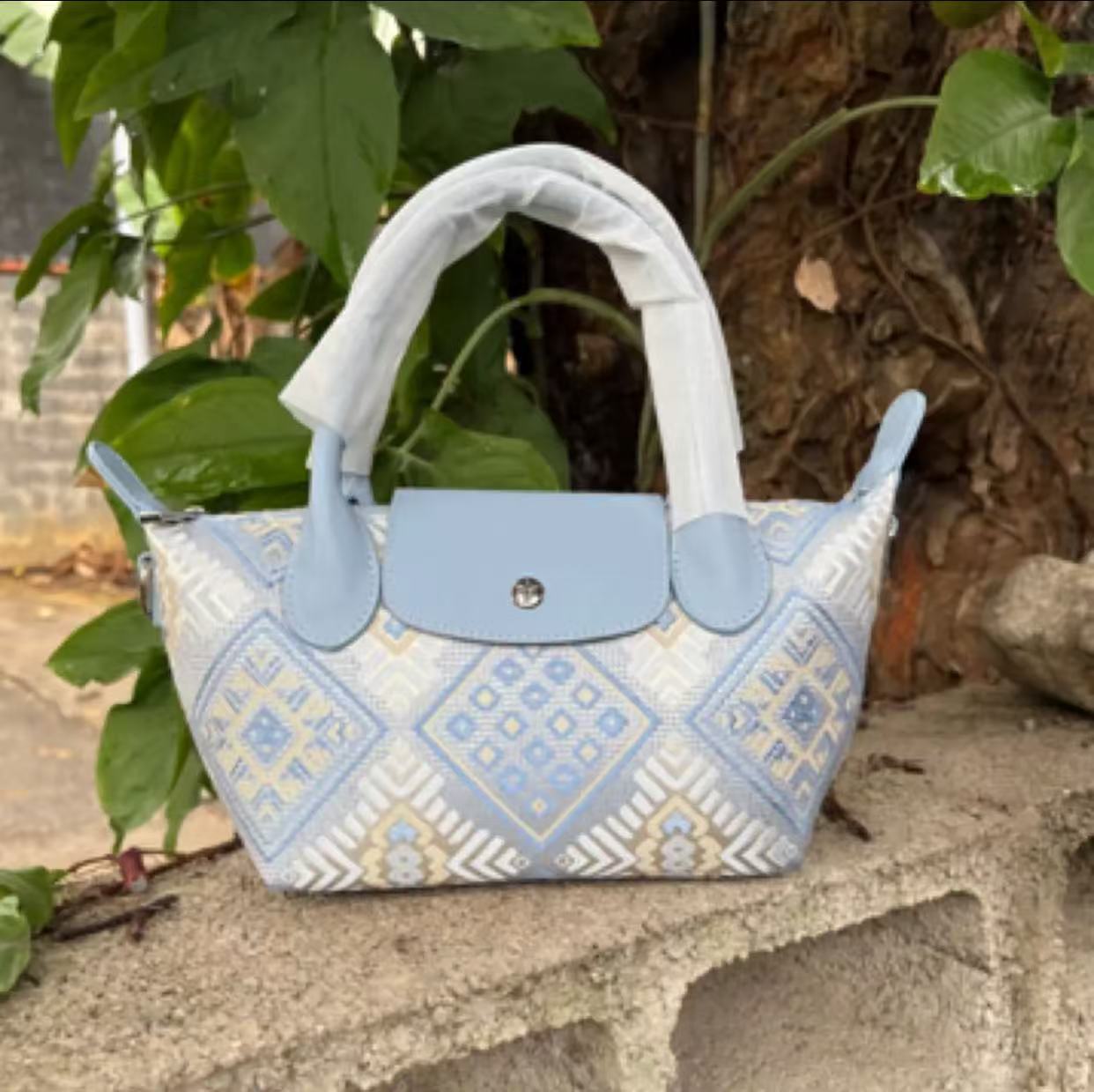 Guangxi Zhuang Brocade Genuine Top-Grain Cowhide Yuanbao Bag Crossbody Bag