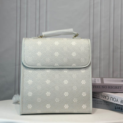 Guangxi Zhuang Brocade Backpack Top-Grain Cowhide Leather (Includes Embroidered Ball)