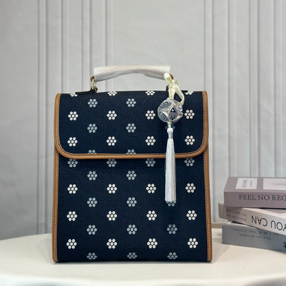 Guangxi Zhuang Brocade Backpack Top-Grain Cowhide Leather (Includes Embroidered Ball)