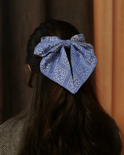 Guangxi Zhuang Brocade 3D Bow Hair Clip with Spring Clip
